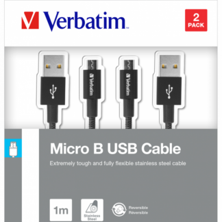 VERBATIM MICRO B USB CABLE SYNC & CHARGE 100CM BLACK