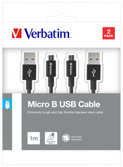 VERBATIM MICRO B USB CABLE SYNC & CHARGE 100CM BLACK