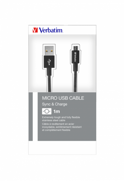 VERBATIM MICRO B USB CABLE SYNC & CHARGE 100CM BLACK
