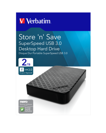 VERBATIM STORE 'N' SAVE 2TB USB 3.0 3.5 EXTERNAL HDD GEN2