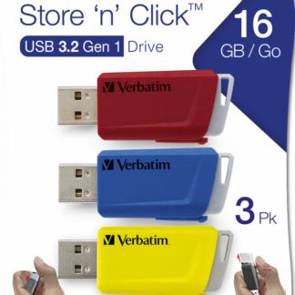 Verbatim USB Drive 3.0 Store 'N' Click 3X16GB R/B/Y 3.2 Gen1