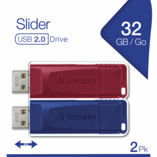 Verbatim USB Drive 2.0 Store 'N' Go Slider 2 X 32GB Red/Blue