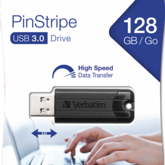 VERBATIM USB DRIVE 3.0 128GB PINSTRIPE BLACK