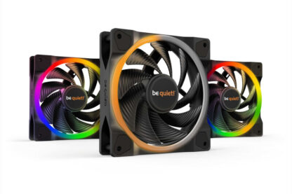be quiet! Light Wings PWM High Speed Addressable RGB Fan Pack, 120mm, 2500RPM, 4-Pin PWM Fan & 3-Pin ARGB Connectors, Black Frame, Black Blades, ARGB Lighting on Front & Rear, Addressable RGB Hub Included