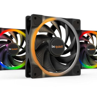 be quiet! Light Wings PWM High Speed Addressable RGB Fan Pack, 120mm, 2500RPM, 4-Pin PWM Fan & 3-Pin ARGB Connectors, Black Frame, Black Blades, ARGB Lighting on Front & Rear, Addressable RGB Hub Included