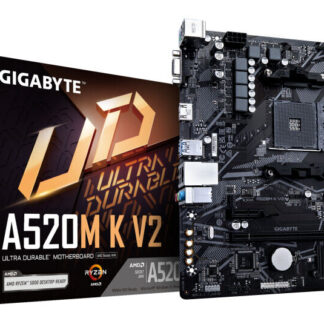 Gigabyte A520M K V2 Ultra Durable AMD AM4 Socket Motherboard, Micro-ATX, 2x DDR4 Slots, 1x M.2 Socket, GbE LAN, 1x D-Sub / 1x HDMI Port