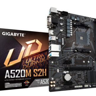 Gigabyte A520M S2H Ultra Durable AMD AM4 Socket Motherboard, Micro-ATX, 2x DDR4 Slots, 1x M.2 Socket, GbE LAN, 1x D-Sub / 1x DVI-D / 1x HDMI Port