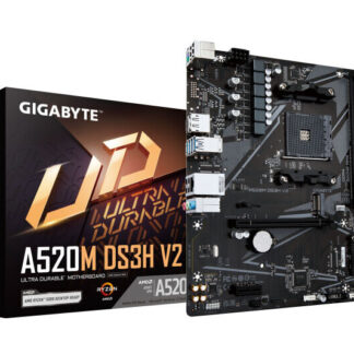 Gigabyte A520M DS3H V2 Ultra Durable AMD AM4 Socket Motherboard, Micro-ATX, 4x DDR4 Slots, 1x M.2 Socket, GbE LAN, 1x DisplayPort / 1x HDMI Port