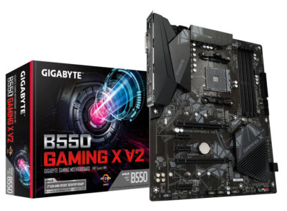 Gigabyte B550 GAMING X V2 AMD AM4 Socket Motherboard, ATX, 4x DDR4 Slots, 2x M.2 Sockets, 1x USB-C Port, Fitted I/O Shield, GbE LAN, 1x DVI-D / 1x HDMI Port