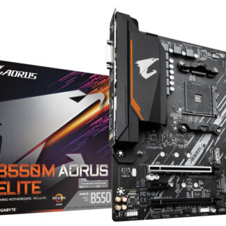 Gigabyte B550M AORUS ELITE Ultra Durable AMD AM4 Socket Motherboard, Micro-ATX, 4x DDR4 Slots, 2x M.2 Sockets, Fitted I/O Shield, GbE LAN, 1x DVI-D / 1x HDMI Port