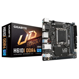 Gigabyte H610I DDR4 Ultra Durable Intel 1700 Socket Motherboard, Mini-ITX, 2x DDR4 Slots, 1x M.2 Socket, GbE LAN, 1x D-Sub / 2x DisplayPorts / 1x HDMI Port