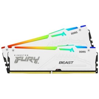 Kingston FURY Beast White RGB Kit, 32 GB (2 x 16GB), DDR5, 5600MHz, Unbuffered, 288-pin, DIMM, CL36, 1.25v