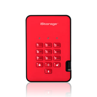 iStorage diskAshur2 256-bit 500GB USB 3.2 secure encrypted hard drive - Red IS-DA2-256-500-R