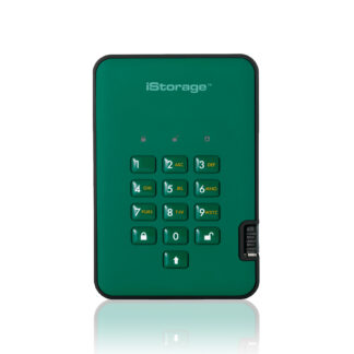 iStorage diskAshur2 256-bit 500GB USB 3.2 secure encrypted hard drive - Green IS-DA2-256-500-GN