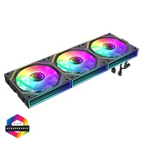 GameMax FN12A-S3I 3-Pack 120mm Infinity ARGB Black 4pin PWM Linked Cooling Fans