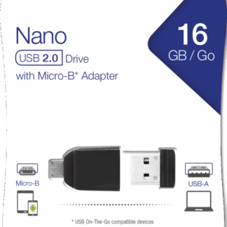 VERBATIM USB DRIVE 2.0 NANO 16GB STORE ´N´ STAY+OTG ADAPTER