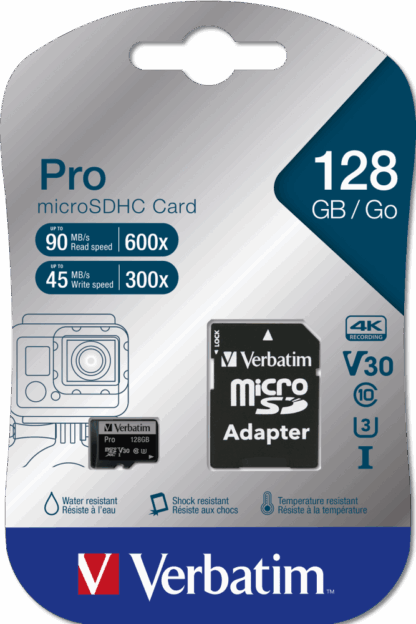 Verbatim Micro Sdxc Card Pro Uhs-3 128Gb Class10 inc Adaptor