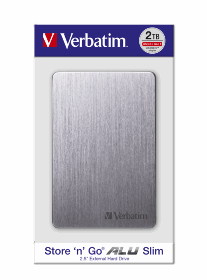 Verbatim Store 'n' Go ALU Slim Portable Hard Drive 2TB Space Grey