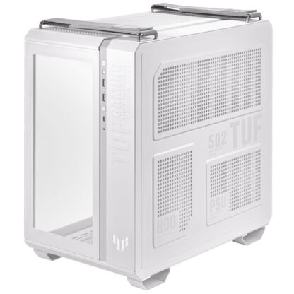 Asus TUF Gaming GT502 Plus Case w/ Front & Side Glass Windows, ATX, Dual Chamber, Modular Design, 4x ARGB Fans & Lighting Hub, USB-C, Carry Handles, White