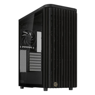 Asus ProArt PA401 Wood TG Gaming Case w/ Glass Panel, ATX, Front Grill, 2x 16cm Fans, PWM Fan Hub, USB-C 20Gps, Black