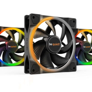 be quiet! Light Wings PWM Addressable RGB Fan Pack, 120mm, 1700RPM, 4-Pin PWM Fan & 3-Pin ARGB Connectors, Black Frame, Black Blades, ARGB Lighting on Front & Rear, Addressable RGB Hub Included