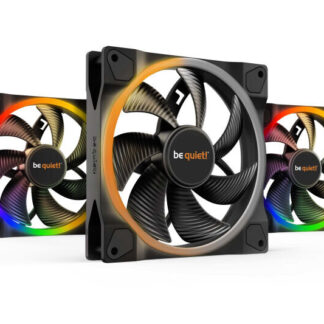 be quiet! Light Wings PWM Addressable RGB Fan Pack, 140mm, 1500RPM, 4-Pin PWM Fan & 3-Pin ARGB Connectors, Black Frame, Black Blades, ARGB Lighting on Front & Rear, Addressable RGB Hub Included