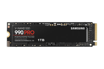 Samsung 990 PRO(MZ-V9P1T0BW) 1TB NVMe SSD, PCIe Gen4, M.2 Interface, 2280, Read 7450 MB/s, Write 6900 MB/s, 5 Year Warranty