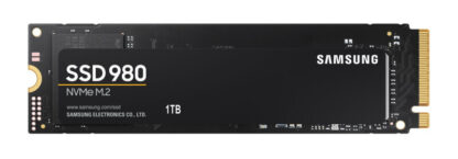 Samsung 980 (MZ-V8V1T0BW) 1TB NVMe SSD, M.2 Interface, PCIe Gen3, 2280, Read 350MB/s, Write 3000MB/s, 5 Year Warranty