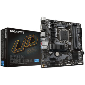 Gigabyte B760M DS3H DDR4 Ultra Durable Intel 1700 Socket Motherboard, Micro-ATX, 4x DDR4 Slots, 2x M.2 Sockets, 1x USB-C Port, 2.5GbE LAN, 1x D-Sub / 2x DisplayPorts / 1x HDMI Port