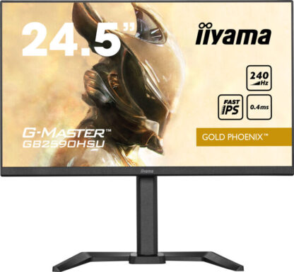 iiyama G-Master Gold Phoenix Gaming Monitor GB2590HSU-B5 24.5 Inch, Black, Ultra Slim Bezel, Full HD, 240Hz, 0.4ms, FreeSync, HDMI, Display Port, USB Hub, Int PSU, Height Adjustable, Pivot, VESA