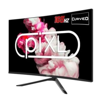 piXL CM27GF6D 27 Inch Curved Frameless Monitor, 165Hz, 6ms Response Time, HDR, Frameless, 1920x1080 Full HD, HDMIx2, Display Port, Black, VESA Mount