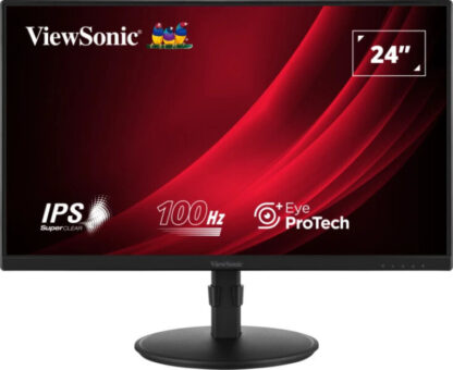 Viewsonic VA2408-HDJ 24 Inch IPS Monitor, Full HD, 100Hz, 5ms, VGA, HDMI, Display Port, Height Adjust, Pivot, Swivel, Int PSU, VESA