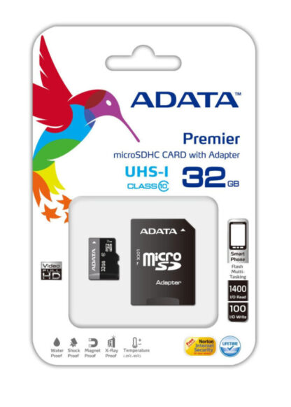 Adata Premier 32GB Micro SDHC UHS-I Class 10 Memory Card with Adaptor