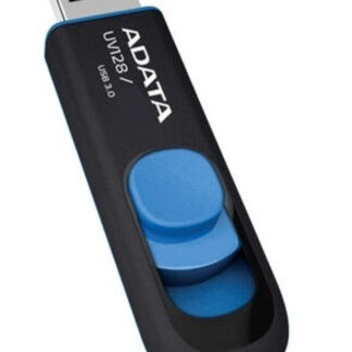 Adata UV128 64GB USB 3.2 Gen 1 Flash Drive, Capless Design, Black/Blue