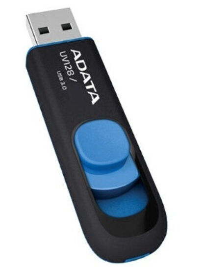 Adata UV128 64GB USB 3.2 Gen 1 Flash Drive, Capless Design, Black/Blue
