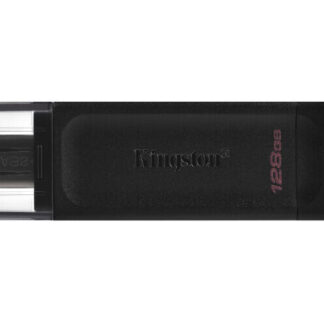 Kingston DT70/128GB DataTraveler 128GB USB Flash Drive, USB 3.2,  USB-C, Gen1, 80MB/s, Cap Design, Black, Retail.