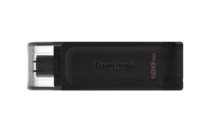 Kingston DT70/128GB DataTraveler 128GB USB Flash Drive, USB 3.2,  USB-C, Gen1, 80MB/s, Cap Design, Black, Retail.