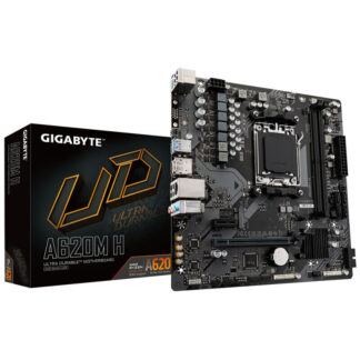 Gigabyte A620M H Ultra Durable AMD AM5 Socket Motherboard, Micro-ATX, 2x DDR5 Slots, 1x M.2 Socket, GbE LAN, 1x DisplayPort / 1x HDMI Port