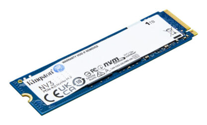 Kingston NV3 (SNV3S/1000G) 1TB NVMe SSD, M.2 Interface, PCIe Gen4, 2280, Read 6000 MB/s, Write 4000 MB/s, 3 Year Warranty