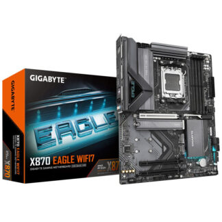 Gigabyte X870 EAGLE WIFI7 AMD AM5 Socket Motherboard, ATX, 4x DDR5 Slots, 3x M.2 Sockets, 3x USB-C Port, Fitted I/O Shield, 2.5GbE LAN, Wi-Fi 7, 1x HDMI Port / 2x USB-C (USB4)