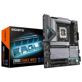 Gigabyte Z890 EAGLE WIFI7 Intel 1851 Socket Motherboard, ATX, 4x DDR5 Slots, 4x M.2 Sockets, 2x USB-C Port, Fitted I/O Shield, 2.5GbE LAN, Wi-Fi 7, 1x DisplayPort / 1x USB-C (USB4)