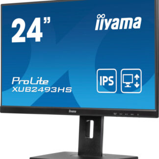 iiyama PROLITE XUB2493HS-B6 24 inch IPS Monitor, Full HD, 0.5ms, HDMI, DisplayPort, Freesync, 100Hz, Speakers, Black, Internal PSU, VESA, Height Adjustable, Pivot