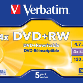 VERBATIM DVD+RW SERL 4.7GB 4X MATT SILVER SURFACE (5 PACK)