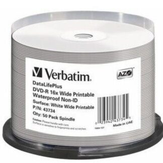 DVD-R AZO 4.7GB 16X DL+ WIDE GLOSSY WATERPROOF PRINTABLE SUR