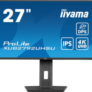 iiyama Prolite XUB2792UHSU-B6 27 inch IPS Monitor, 4K, 4ms, HDMI, DisplayPort, USB Hub, 60Hz, Speakers, Black, Internal PSU, VESA, Height Adjust, Pivot