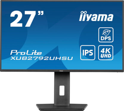 iiyama Prolite XUB2792UHSU-B6 27 inch IPS Monitor, 4K, 4ms, HDMI, DisplayPort, USB Hub, 60Hz, Speakers, Black, Internal PSU, VESA, Height Adjust, Pivot