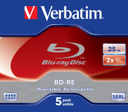 VERBATIM BD-RE SINGLE LAYER 25GB 2X WHITE BLUE SURFACE HARD