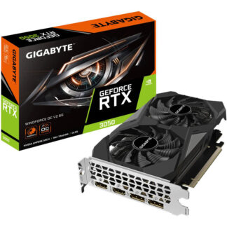 Gigabyte NVIDIA GeForce RTX 3050 WINDFORCE OC V2 6G Graphics Card, 6GB GDDR6, 2304 CUDA Cores, 1477 MHz Core Clock, Dual Fan, 2x DisplayPorts / 2x HDMI Ports