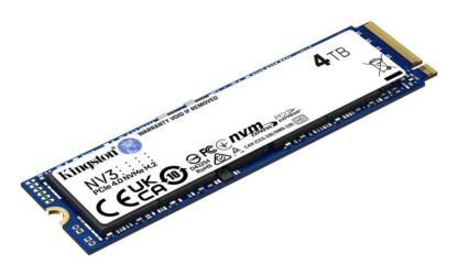Kingston NV3 (SNV3S/4000G) 4TB NVMe SSD, M.2 Interface, PCIe Gen4, 2280, Read 6000 MB/s, Write 5000 MB/s, 3 Year Warranty