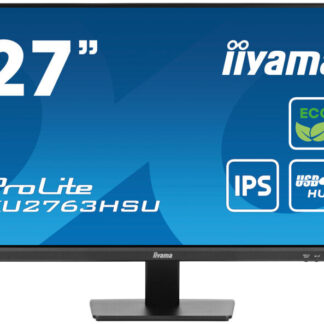 iiyama PROLITE XU2763HSU-B1 27 inch IPS Monitor, Full HD, 3ms, USB Hub, HDMI, DisplayPort, Freesync, 100Hz, Speakers, Black, Internal PSU, VESA